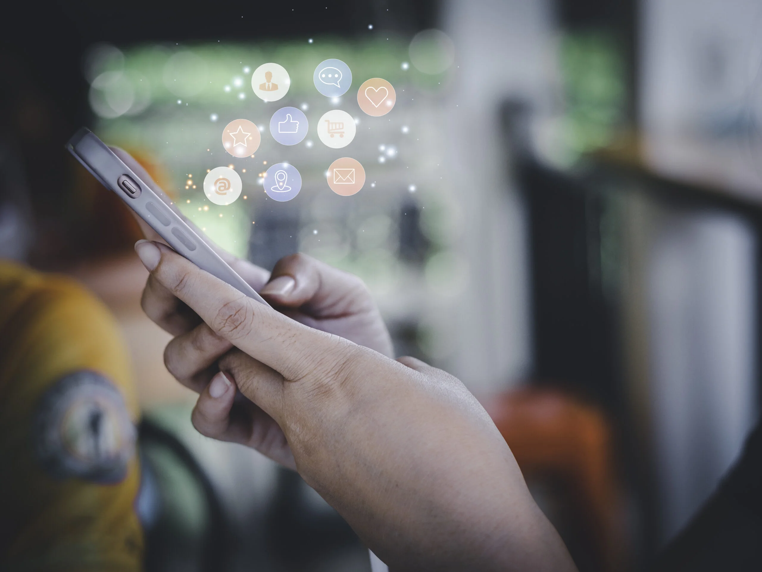 an outreach worker inputting data on her phone while offline